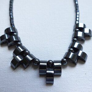 Hematite Necklace with Geometric Design